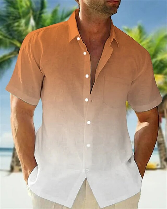 2023 Summer Shirt Men's Hawaiian Men's Short-sleeved Shirt Two-color Printing Men's Beach Travel Leisure Oversize Pocket 5XL