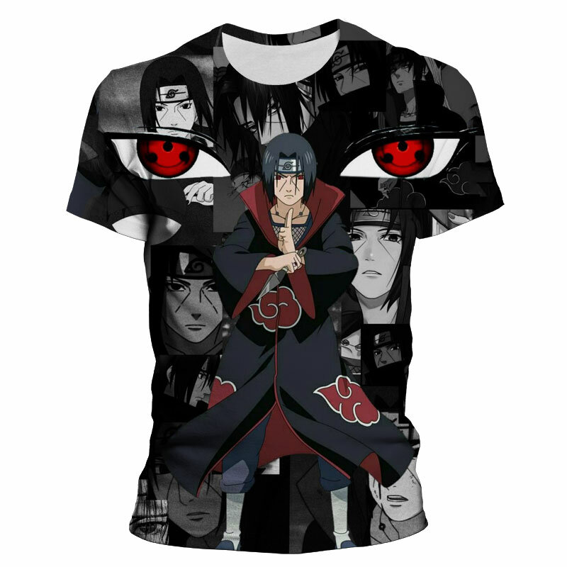 Camiseta de Naruto para hombre, camisa informal de manga corta con estampado 3D de dibujos animados de Anime japonés, cosplay, Top de Uchiba, comadreja, novedad de verano