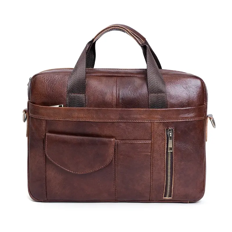 Men Multi Functional Briefcase Full-grain Leather Handbags Casual  Fashionable 15.6Inch Crossbody Laptop Bag bolso hombre sac 가방