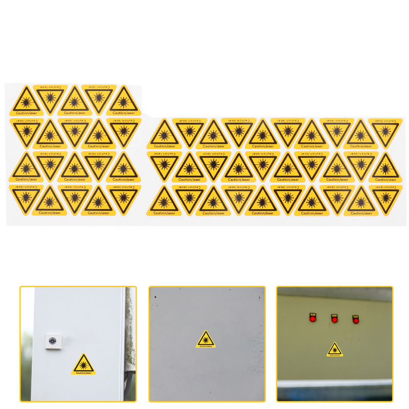 50 Stuks Laser Veiligheidsborden Stickers Voorzichtig Stickers Waarschuwing Pvc Beveiliging