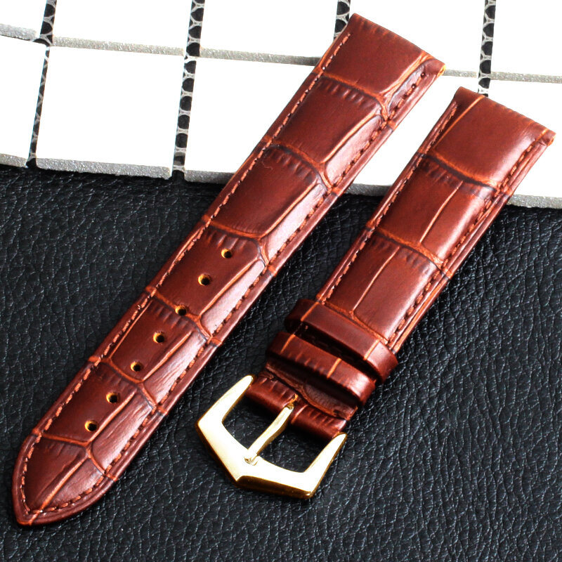 Pulseira de couro Genuine Calf Hide, pulseira de relógio de pulso masculino, pulseira para homens, 18mm, 19mm, 20mm, 21mm, 22mm
