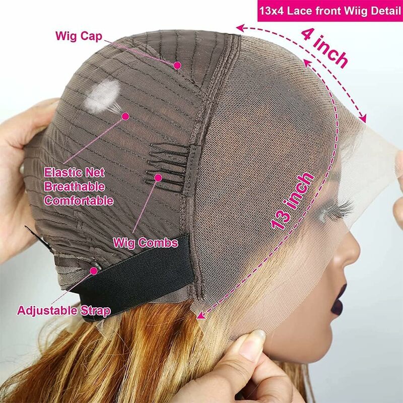 Wig depan renda lurus Ombre sorot rambut manusia dengan rambut bayi 5/27 wig depan renda sejuk rambut manusia Ombre
