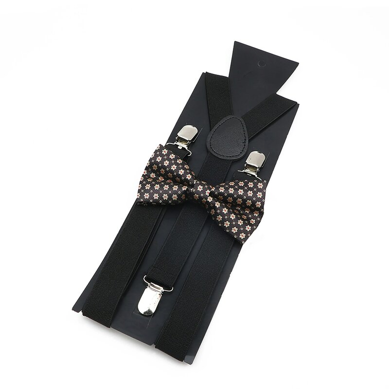 สีทึบยืดหยุ่นหนัง suspenders bowtie ชุดบุรุษปรับคลาสสิกสีดำสีแดงสีน้ำตาล Y-สายรัดประคองหลังเสื้อสูทงานแต่งงาน Wear