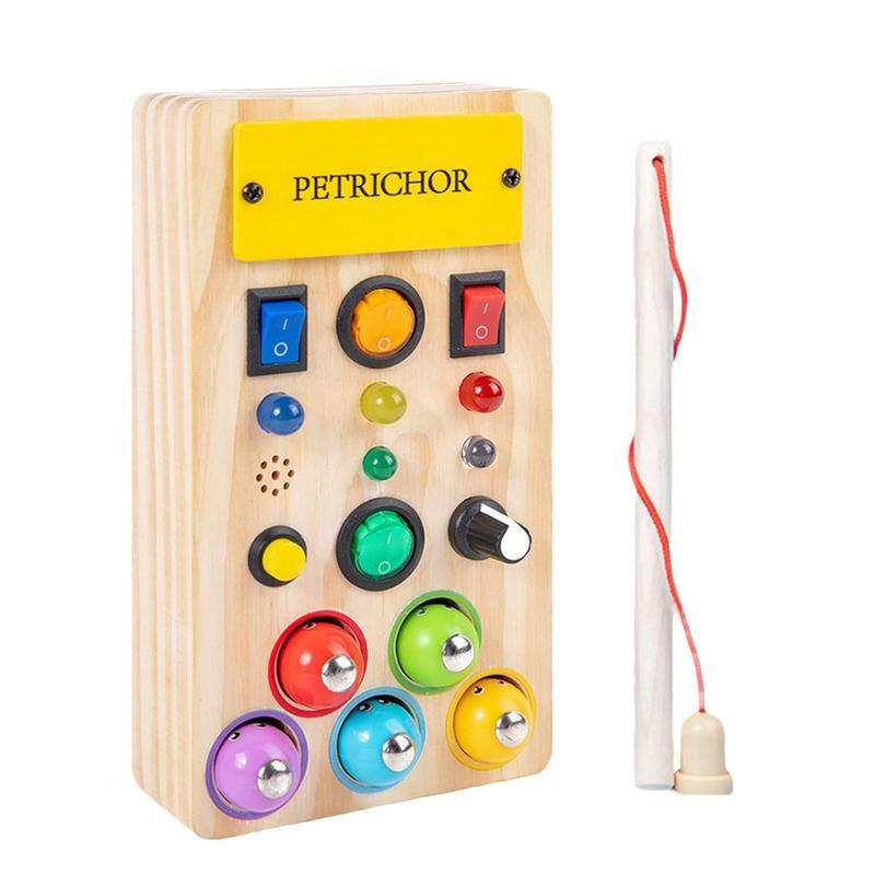 Interruptor de luz Montessori de madera para niños, juguete educativo seguro, Natural