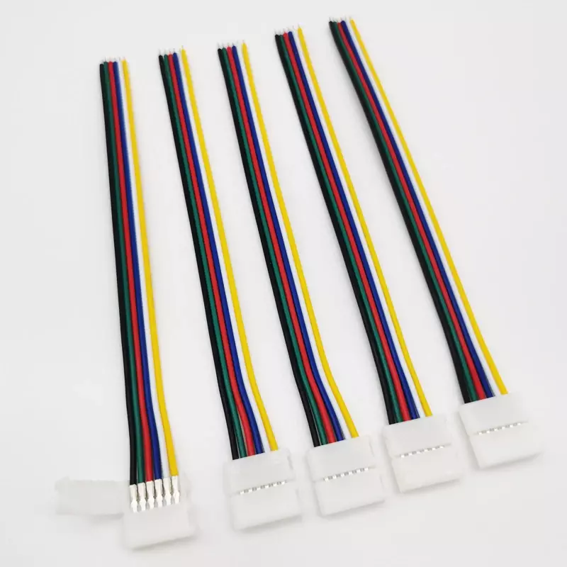 Conector de luz LED Strip, conector fácil para RGBCCT RGBCW, 6 pinos, 6 pinos, RGB + CCT, forma L, sem solda, 12mm, 5pcs por lote