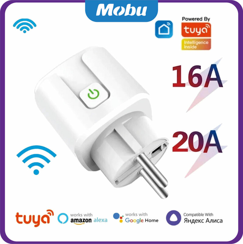 Smart socket eu 16a/20a AC100-240V wifi smart stecker steckdose alexa google home sprach steuerung tuya smart life app