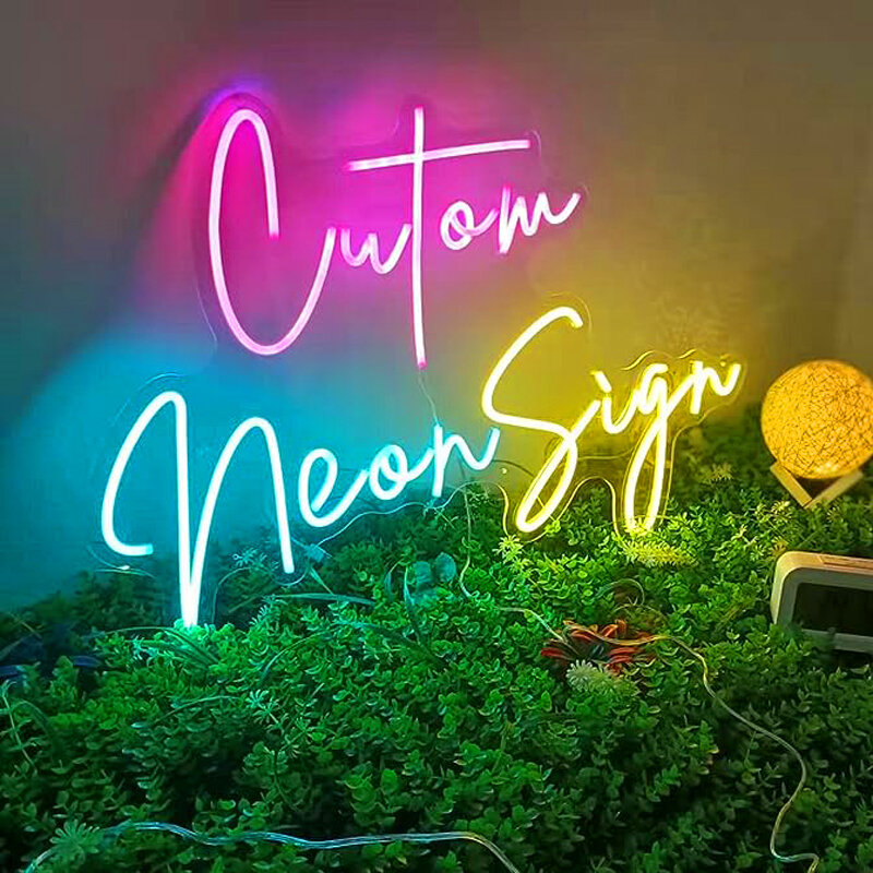 Lampu tanda Neon kustom untuk nama pernikahan hadiah pesta Natal Ulang Tahun LED personalisasi lampu redup Neon pribadi dekorasi rumah