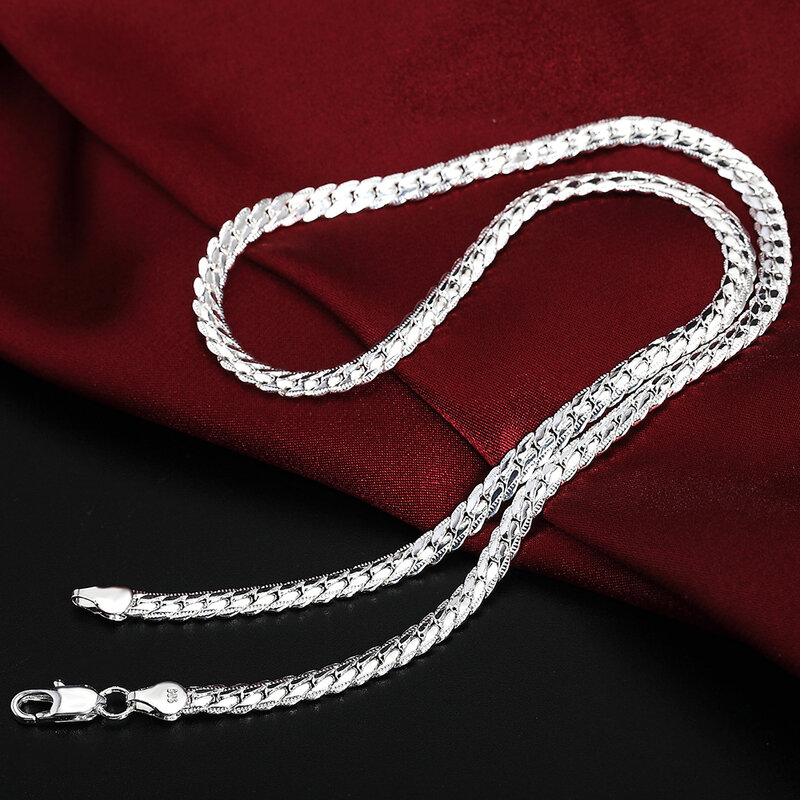 Andara Fine 45-60cm 925 Sterling Silver 6MM pełny naszyjnik bransoletka biżuteria dla kobiet mężczyzn Link zestaw z łańcuszkiem prezent ślubny