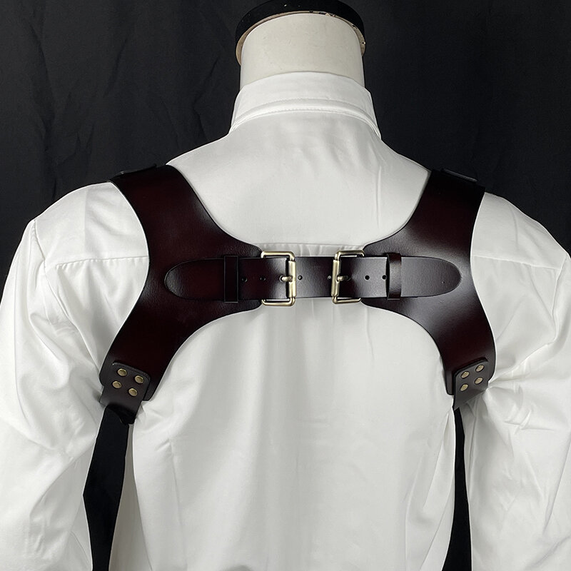 Suspensórios de couro ajustáveis para calças, suspensórios de ombro duplo, suspensórios masculinos, alça de ombro fashion, 3,5 cm
