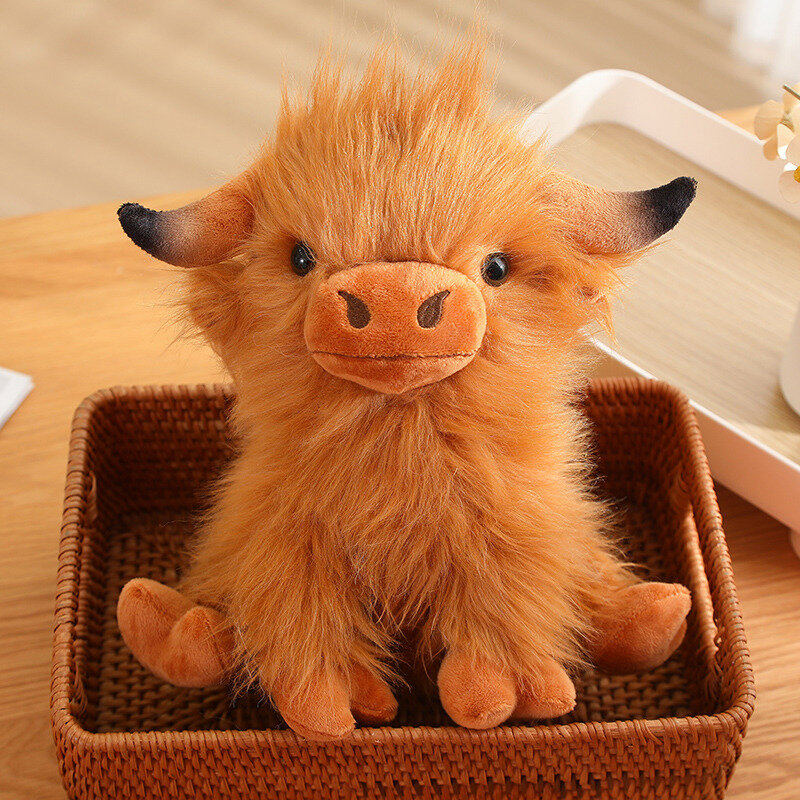 실물 같은 푹신한 야생 야크 플러시 장난감, 사랑스러운 소 인형, 부드러운 동물 장난감, 귀여운 방 장식, 어린이를 위한 생일 선물