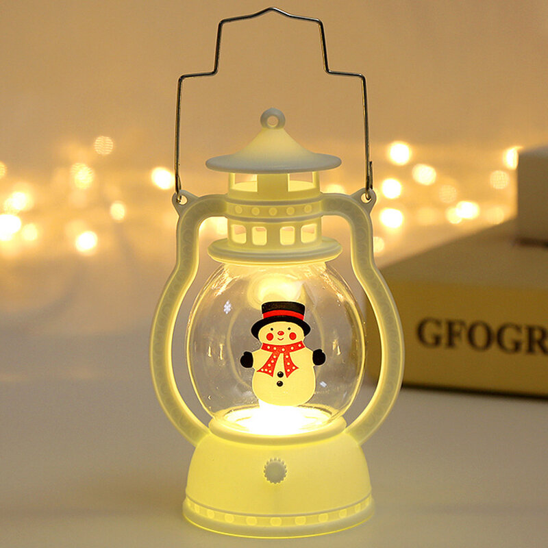 Lanterna portátil bateria com alça, lâmpada de óleo, operado papai noel, boneco de neve, natal, ano novo presentes, decoração de mesa, natal