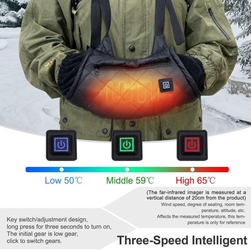 Chauffe-mains électriques portables rechargeables 652F, pochette chauffante, gants chauffants, chauffant avec zone 3