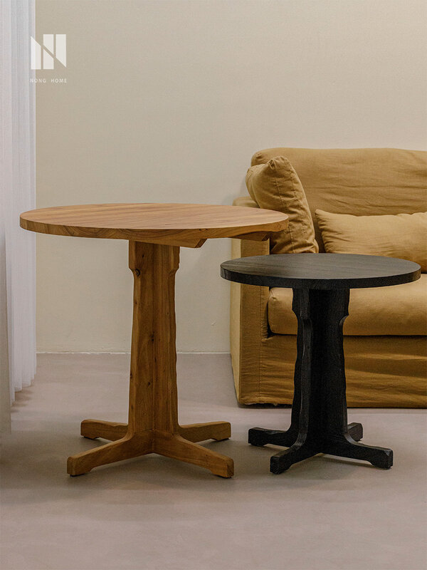 โต๊ะไม้ทรงกลมสำหรับสันทนาการในเชิงพาณิชย์โต๊ะโรงอาหารและเก้าอี้โต๊ะกาแฟร้านอาหารแบบสไตล์วินเทจ