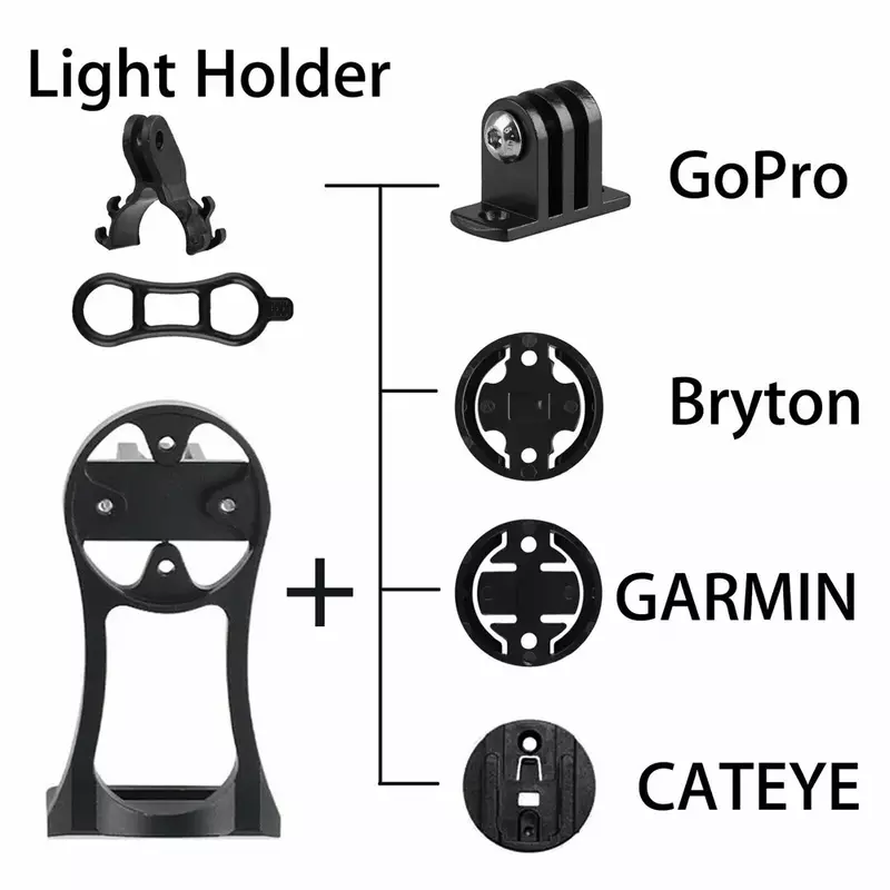 Soporte de montaje de cámara de ordenador de bicicleta de carretera, extensión de vástago delantero para Garmin, Bryton, Cateye Light