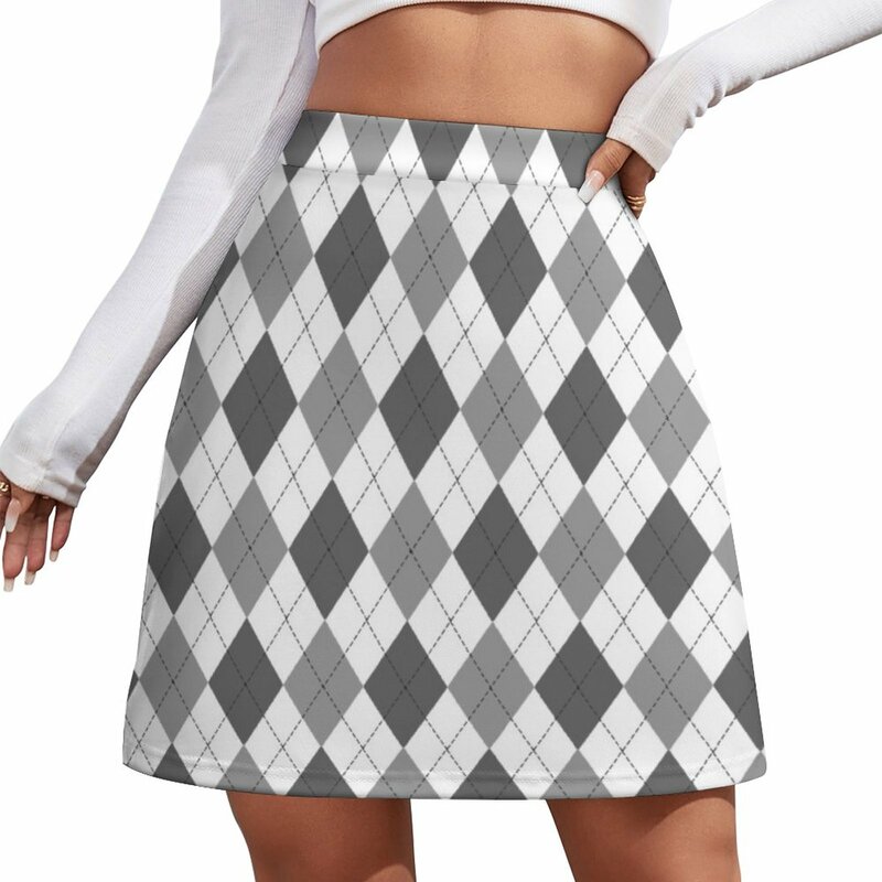 Grey: Argyle Pattern Mini Skirt new in dresses Womens dresses