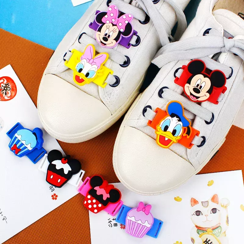 Disney Mickey Casual Shoes Cartoon Shoelace Accessories Buckle Decorative Shoes Flower Canvas Shoes PVC Soft Glue Decoration