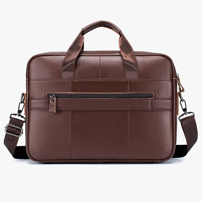 Genuine Leather Men's Briefcase Bag Business Travel Hand Tote Large Capacity 15" Laptop Male Crossbody Shoulder