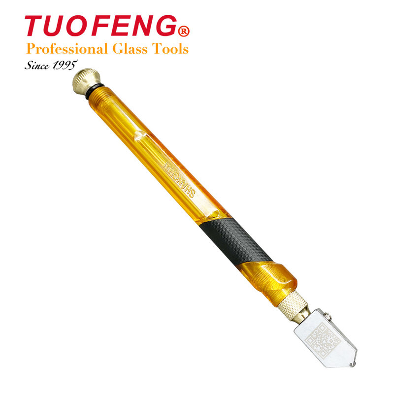 Tuofeng ที่ตัดกระจก YGD-4 Pro สำหรับตัดกระจกความหนา3-15มม. ด้ามพลาสติกพร้อมระบบป้อนน้ำมัน