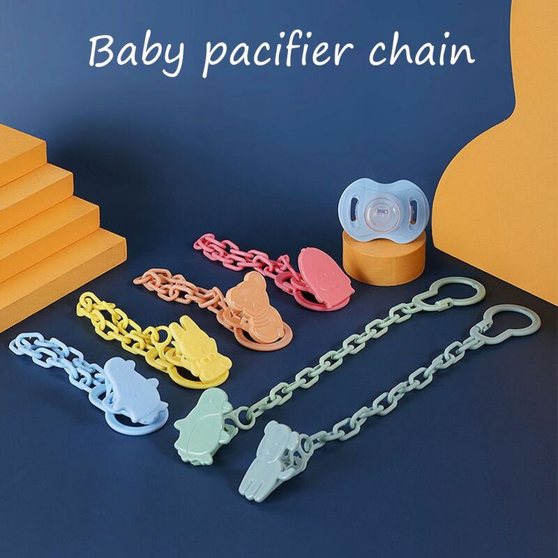 Baby Pacifier Clip Chain Ribbon Infant Soother Pacifier Chain Link Pacifier Clips Cartoon Nipple Anti Dropping Chain Clamp