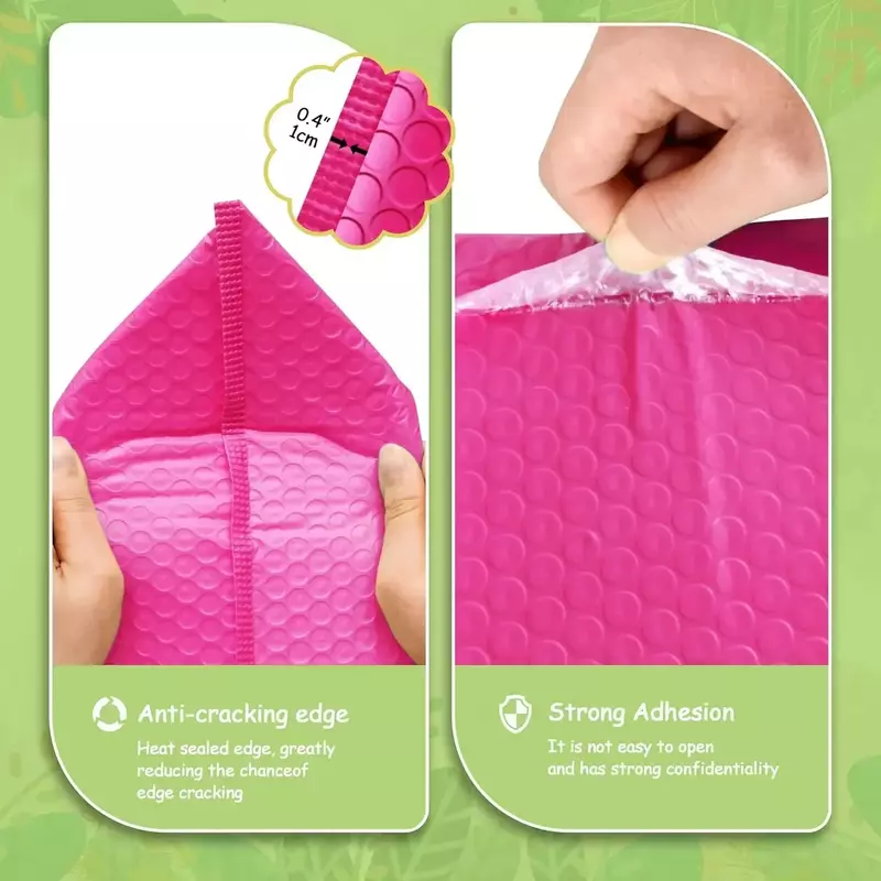 Emballage rose pour petites entreprises, enveloppe à bulles, sac d'emballage, emballage GT, 50 pièces