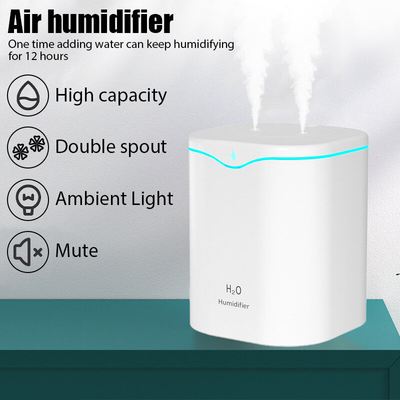 Umidificatore d'aria USB da 2000ML doppia porta Spray olio essenziale aromaterapia Humificador Cool Mist Maker Fogger purificare per l'home Office