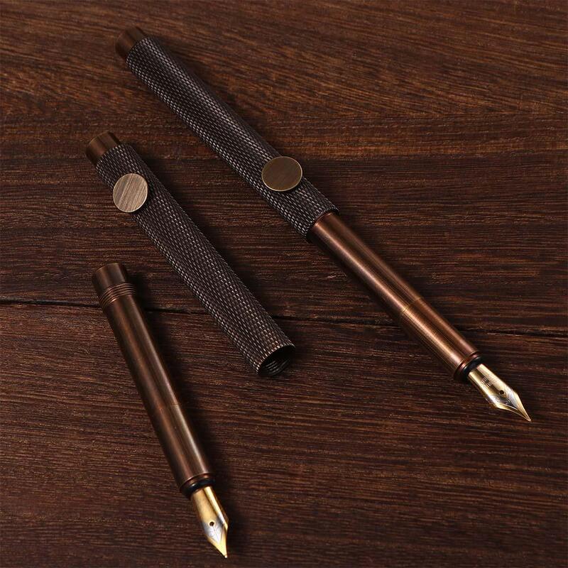 Portable Retro Ink Pen Fountain Pen Writing Pen Brass Fountain Pen Business Office Supplies School Supplies Pen Gift