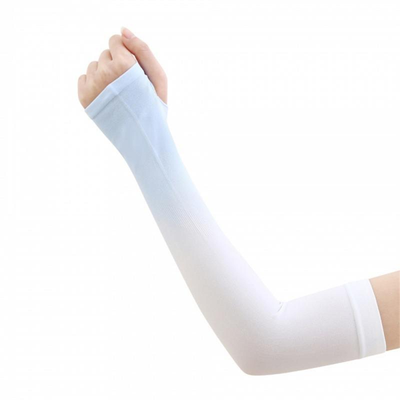 1 pz Unisex protezione del braccio maniche in seta di ghiaccio da donna maniche lunghe protezione solare manica di ghiaccio copricuscini manica da pallavolo allentata estiva