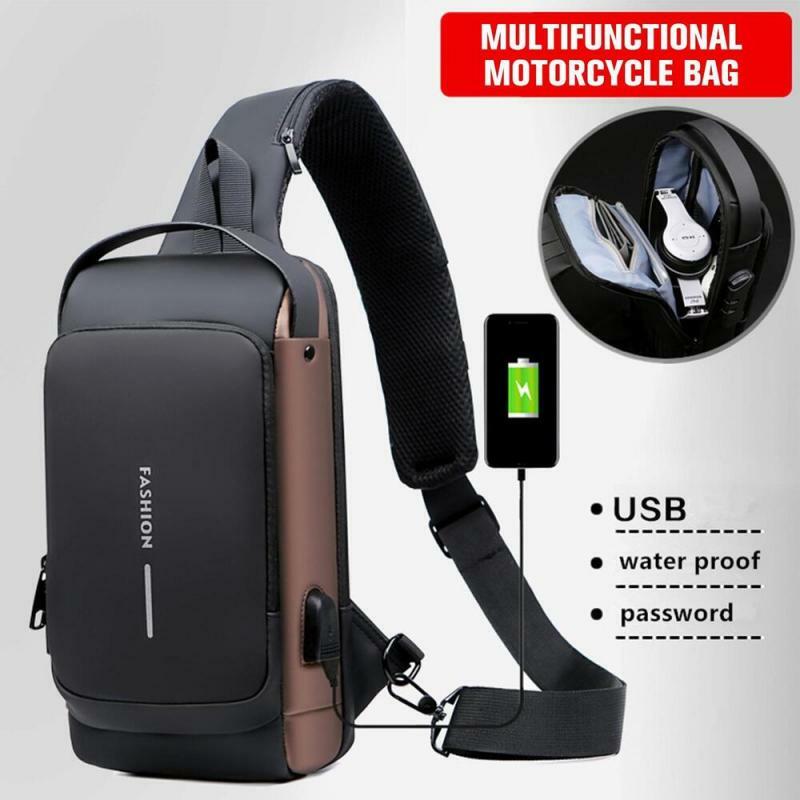 Geestock Crossbody Bag Men's Shoulder Bag Anti-Theft Travel Messenger Chest Sling Pack USB Chest Bag Shoulder Bag For Men