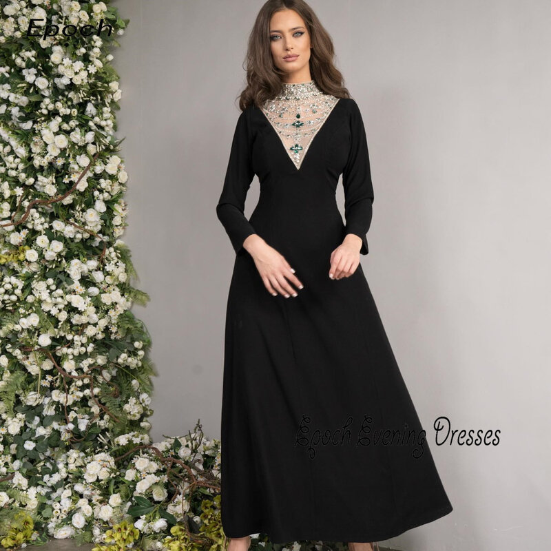 Epoch فساتين سهره سعوديه Evening Dress 2024 Arabia Exquisite O-Neck A-Line Luxury Crystal Full Sleeve Women Sexy Long Prom Gown