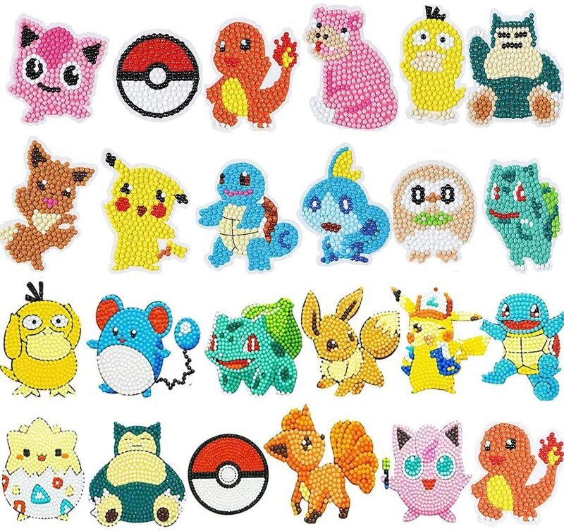 Kit de peinture diamant de dessin animé Pokémon, autocollants faits à la main bricolage, autocollants de réfrigérateur, Sicilax, Pikachu, Charizard, cadeau de décoration de passe-temps