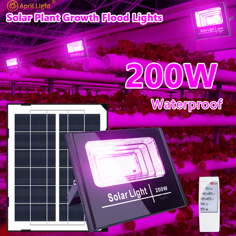 หลอดไฟ LED พลังงานแสงอาทิตย์ Grow 200วัตต์สำหรับพืชใช้ IP66โคมไฟพลังงานแสงสเปกตรัมเต็มรูปแบบโคมไฟไฮโดรโปนิกส์เรือนกระจกและ Grow เมล็ดพืช