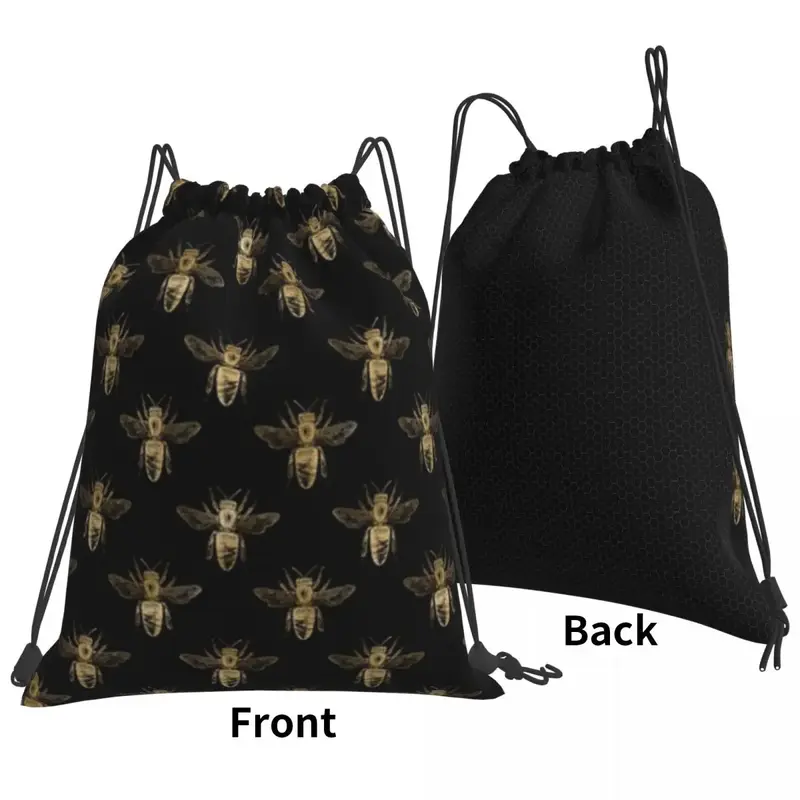 Honey Bee Backpacks Fashion Portable Drawstring Bags Drawstring Bundle Pocket Sports Bag Book Bags For Man Woman Students