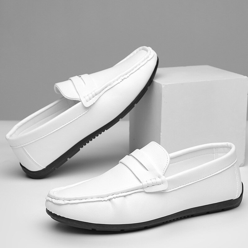 المتسكعون أحذية الرجال 2023 أحذية الصيف موضة جديدة مريح الرجال الشقق جلد اصطف الكلاسيكية الأصلي نمط الرجال أحذية غير رسمية