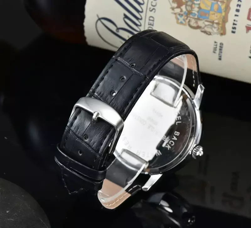 Frederique 남성용 손목 시계, 비즈니스 스포츠 연대기 쿼츠 시계, 미니멀리스트 패션, 일정한 가죽 3 핀