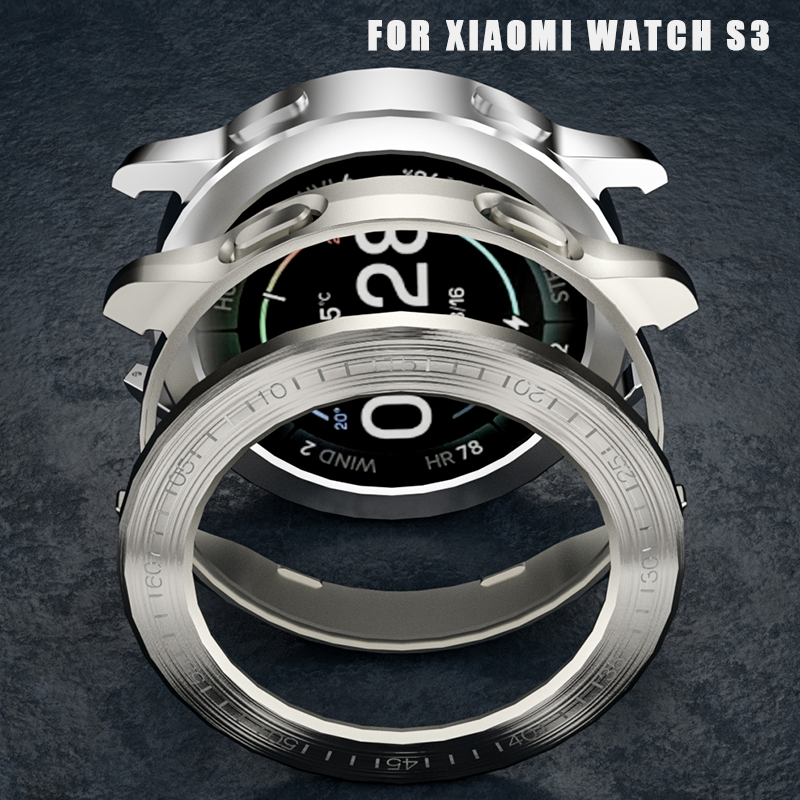 Чехол для Xiaomi Mi Watch S3, аксессуары, защитный чехол из поликарбоната для Mi Watch S3, полый чехол с гальваническим покрытием и проволочным рисунком + рамка