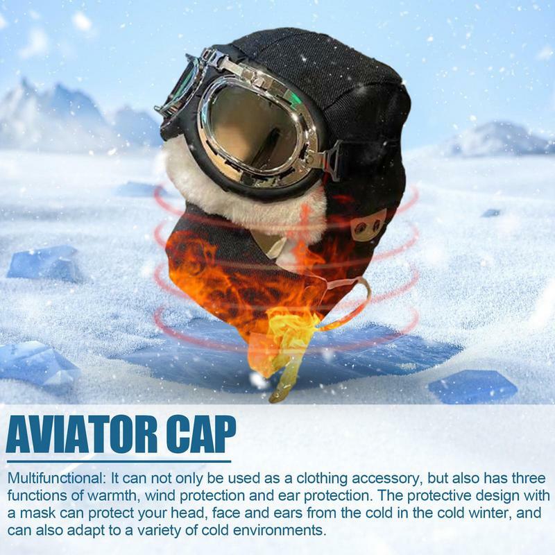 Sombrero de piloto de invierno para hombre, accesorios de disfraz con orejeras, disfraz de vuelo, sombrero de piloto multifuncional y gafas St