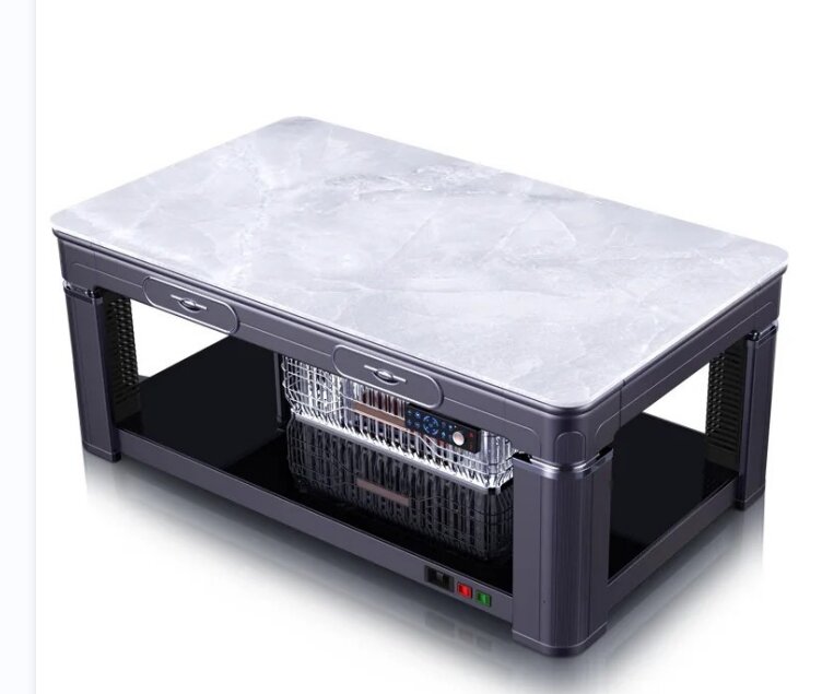 Podgrzewany elektrycznie ciemnoszary piec stołowy 120*70cm + płyta skalna + sterowanie głosowe + podnoszenie stałej temperatury.