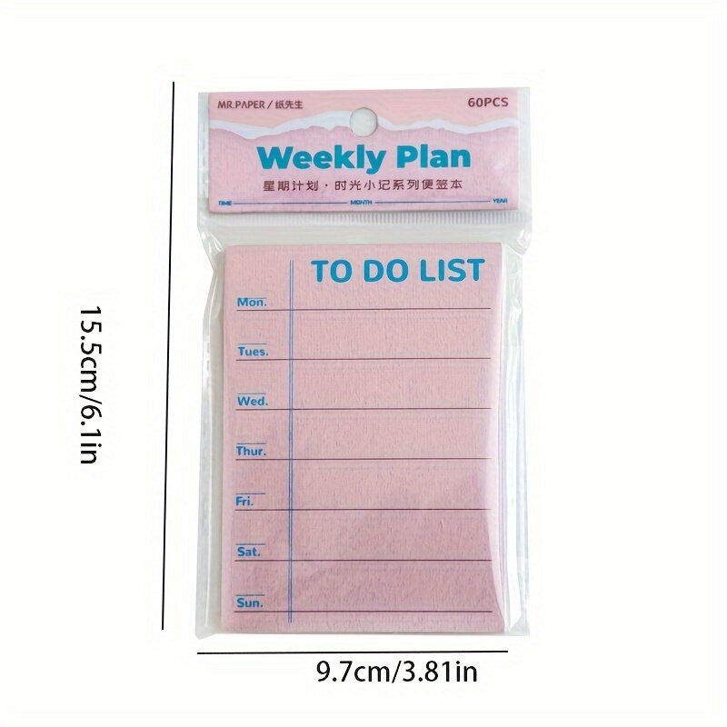 Time Management Planner Memo Pad para Scrapbooking, DIY Material decorativo, Colagem Journaling, 60 folhas