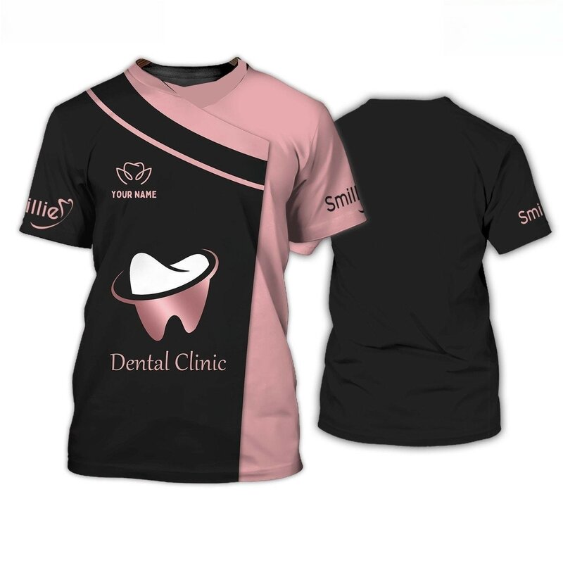 Dentist Work Dress Fun 3D Simulation Printed Men's And Women's Cosplay Hip Hop Personality Crewneck Short Sleeve Street T-shirt