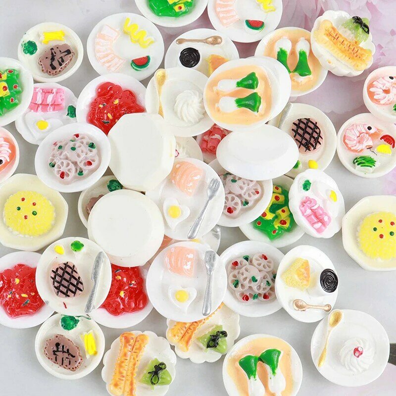 1PC accessori per casa delle bambole Mini Dim Sum piatto fai da te in miniatura paesaggio fata giardino Decor finta ornamenti alimentari