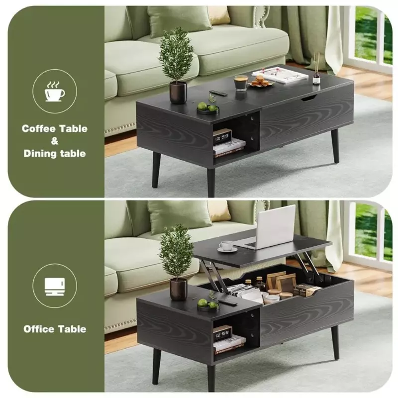 Stolik kawowy biurowy, stolik kawowy do salonu z przegródkami do przechowywania cieni i szufladami