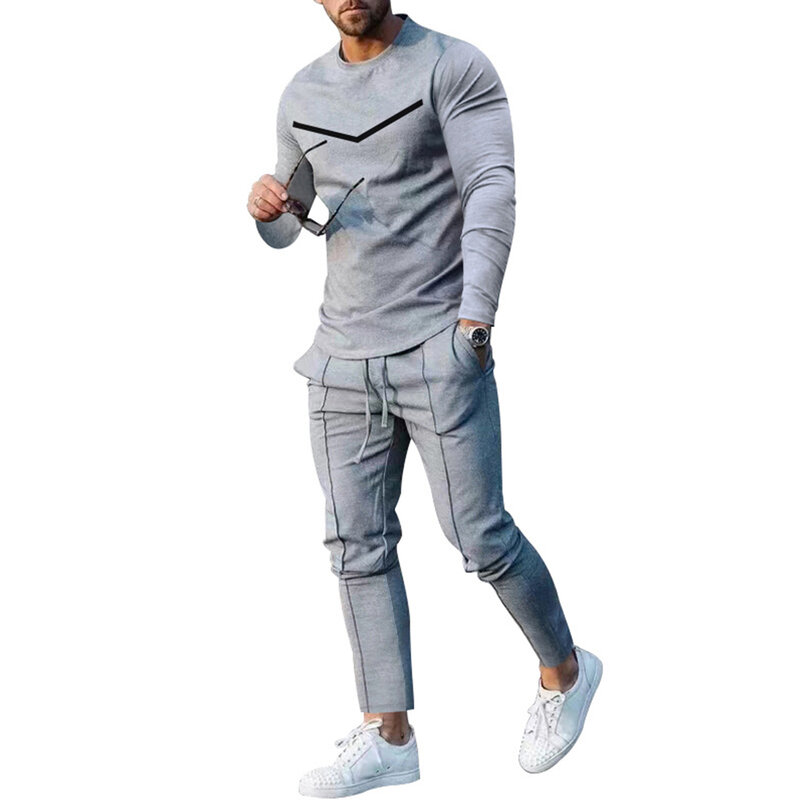 Traje deportivo con bolsa de hombro para hombre, camiseta de manga larga y pantalones atléticos, traje clásico para correr, varios tamaños