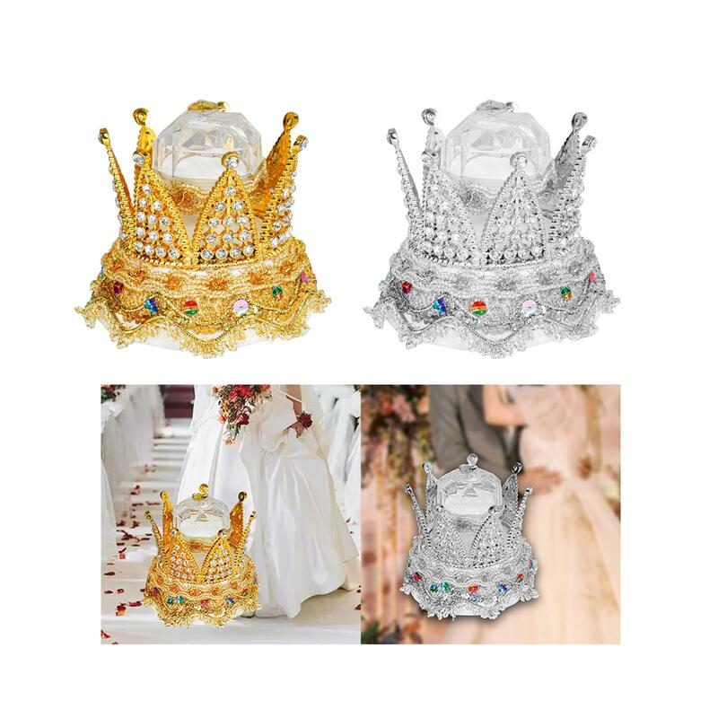 Wedding Ring Box Mini Trinket Case Creative Storage Rack Crown Jewelry Boxes for Desktop Proposal Wedding Showcase Valentines