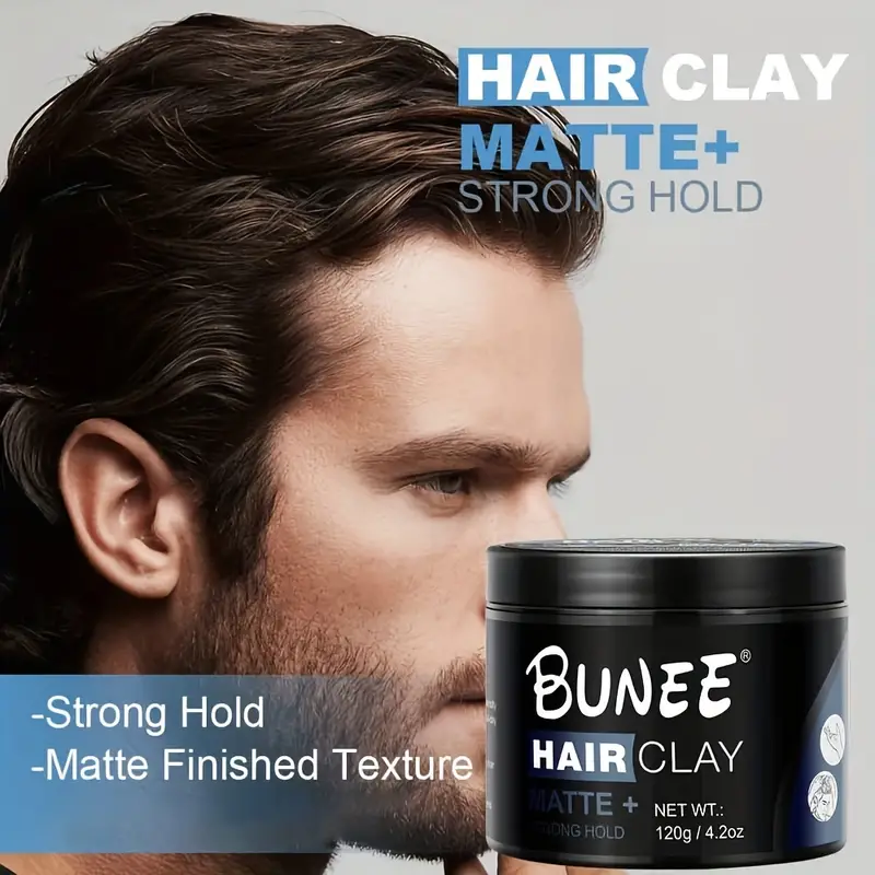 Barro de cera de cabelo masculino, duradoura, forte aderência, Texturizando, Shaping, Natural, Fluffiness, Argila fosca