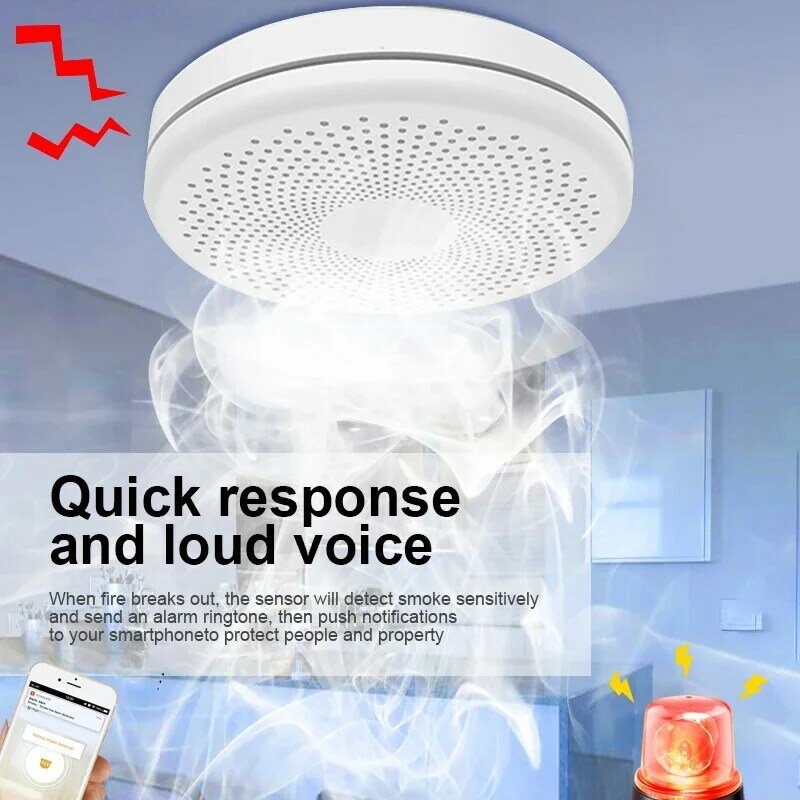 Tuya WiFi Smart Smoke & Carbon Monoxide Fire Detector Alarm Sensor Smart Life Control Smart Home Voice Support Alexa Google Home