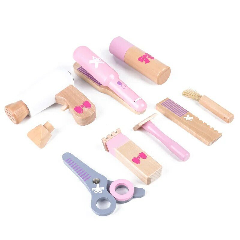 Pretend Makeup Kids Toys for Girls Hairstyle Play Game Wooden Simulation Make Up Set Children Gift Cosmetic Case Beauty Fashion