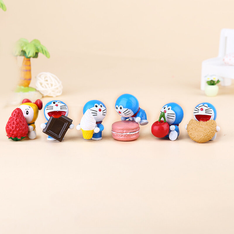 Figurki 6 PVC style Mini Kawaii Action Anime Doraemon zabawki dla dzieci prezenty bożonarodzeniowe Model Doraemon pejzaż z ogrodem lalki zabawki