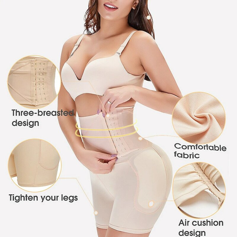 Velssut-Calcinha de controle de cintura alta com almofada para mulheres, bumbum levantador, quadril realçador, push up, corpo shaper, cueca calcinha