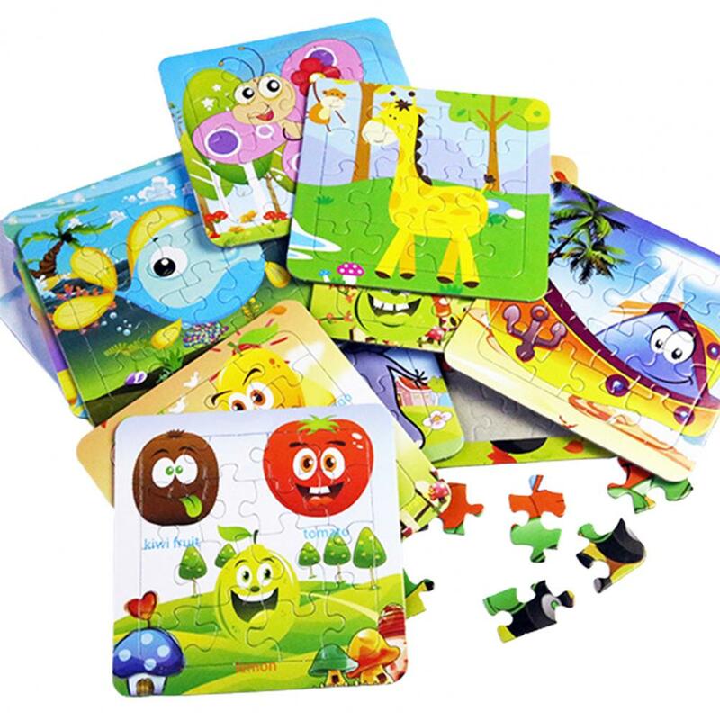 Durable Jigsaw Puzzle Hands-on Ability Paper Children Baby Cartoon Animal/Traffic Puzzle  Puzzle Toy    Kids Puzzle 1 Set