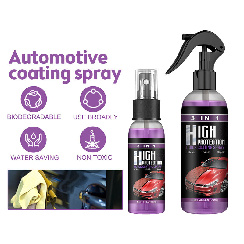 3 Em 1 Spray de Revestimento Rápido Alta Proteção Car Shield Coating Car Paint Repair Car Exterior Restorer Ceramic Spray Coating Quick